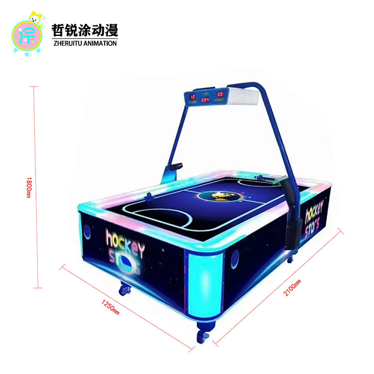 Two player ice hockey arcade game equipment for family use with coin operated commercial version