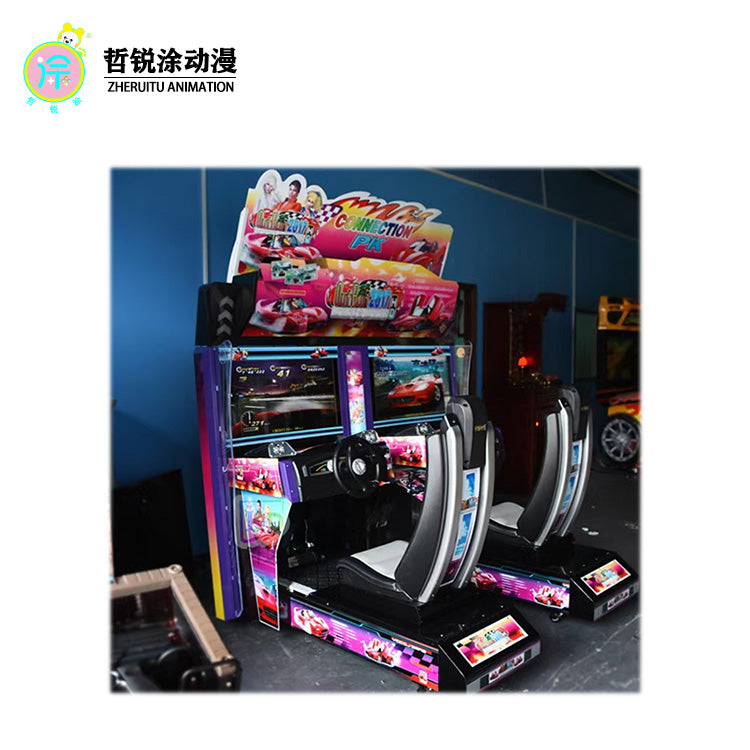 Dua person high definition round the world adult racing machine entertainment arcade game hall large scale simulator