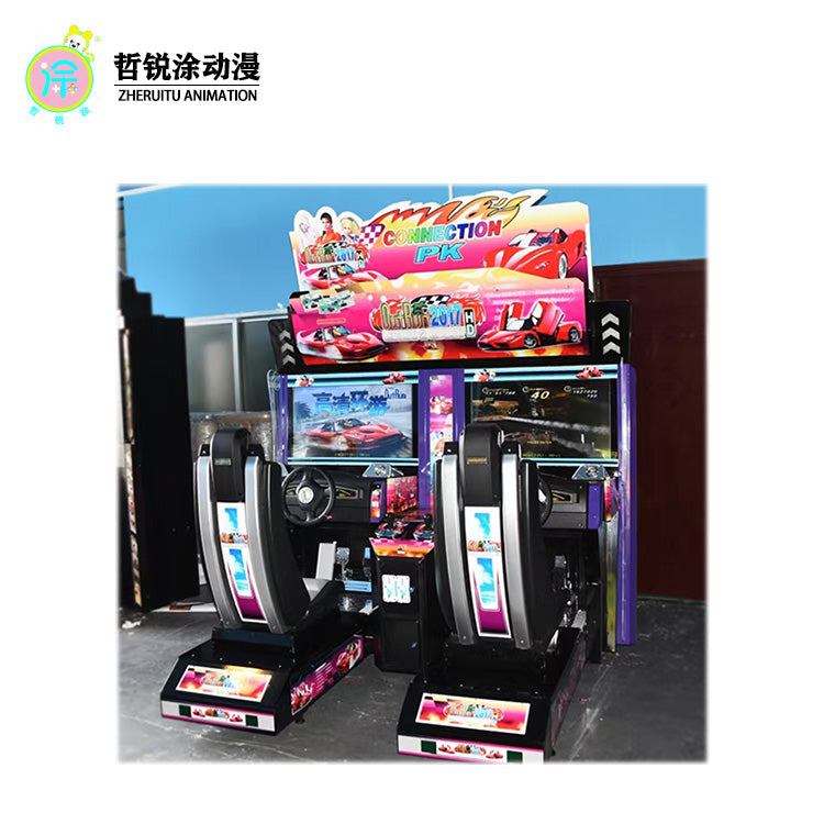 Dua person high definition round the world adult racing machine entertainment arcade game hall large scale simulator