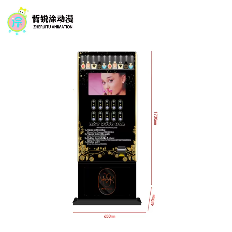 Vertical perfume dispenser with 10 product channels, shared perfume spray machine, unmanned self-service scanning sales kiosk