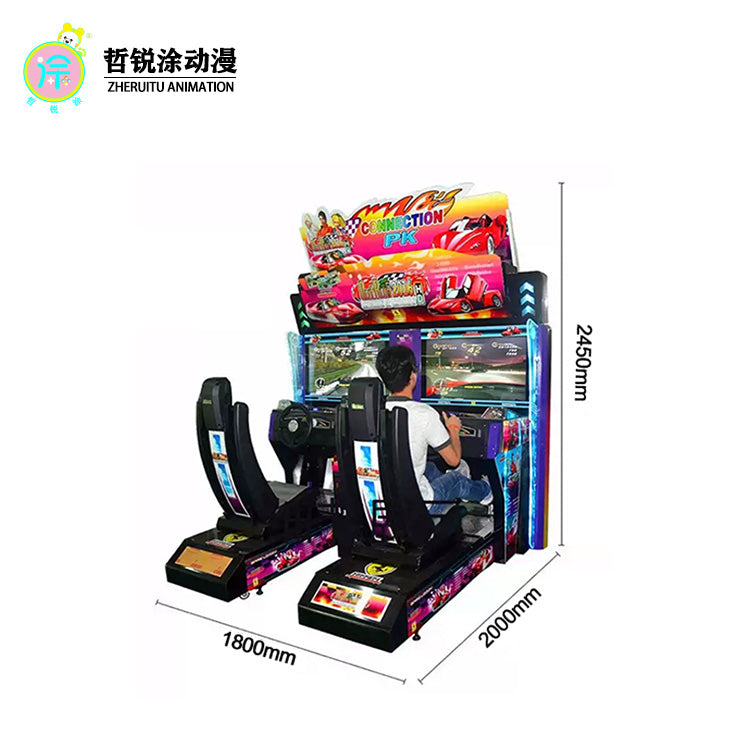 Dua person high definition round the world adult racing machine entertainment arcade game hall large scale simulator