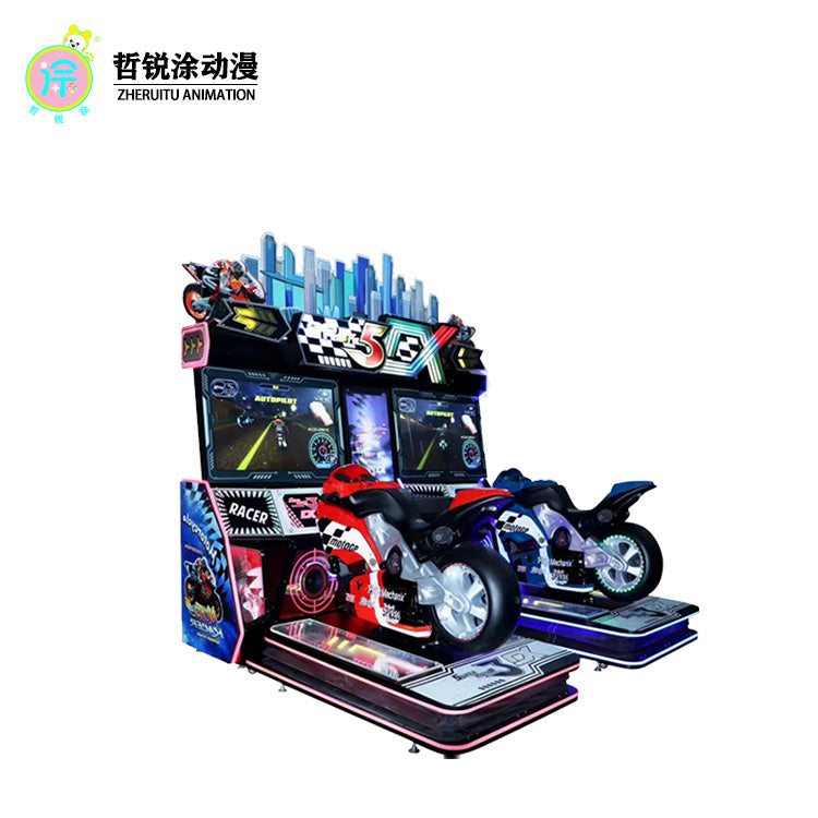 Video game arcade double player deluxe dynamic motorcycle game machine coin-operated large scale simulation game hall equipment