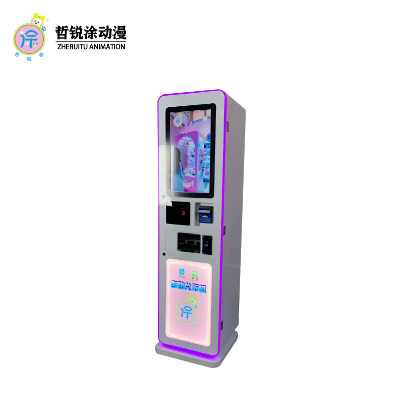 LCD advertising screen smart coin exchange machine, coin and banknote self-service vending machine, digital currency machine