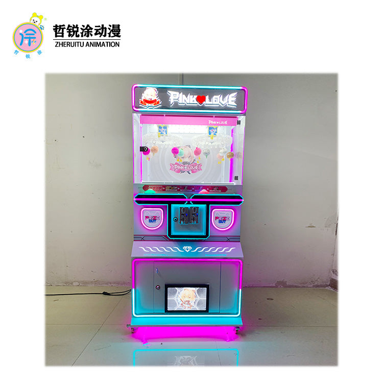 The two-person clip machine can hold toys snacks cards small gifts and is a coin-operated commercial amusement machine