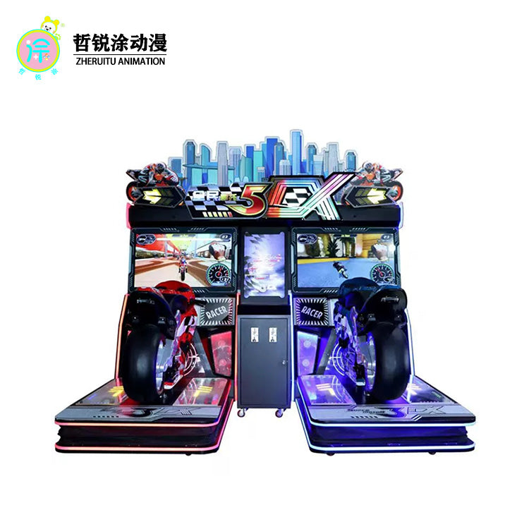 Video game arcade double player deluxe dynamic motorcycle game machine coin-operated large scale simulation game hall equipment