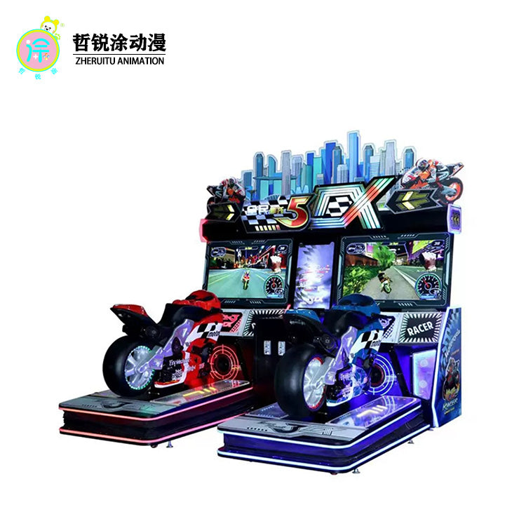 Video game arcade double player deluxe dynamic motorcycle game machine coin-operated large scale simulation game hall equipment
