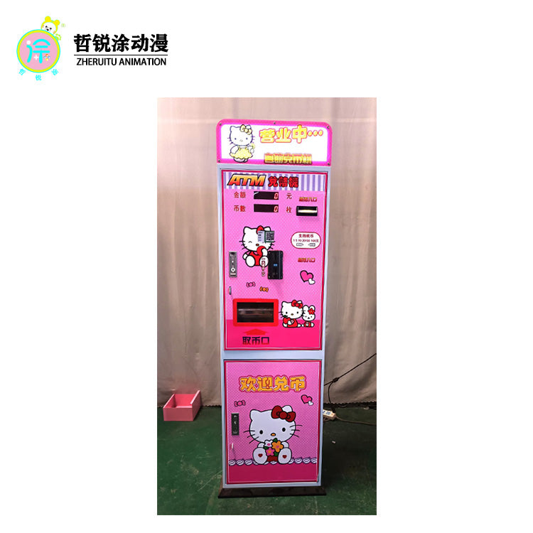 Cartoon style Coin Exchange Machine Smart Coin Converter Scan to Exchange Game Coins Commercial Arcade Self Service Coin Dispenser