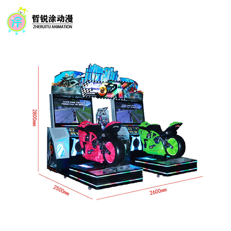 Double person dynamic motorcycle standard model large scale game console adult simulation video game arcade equipment