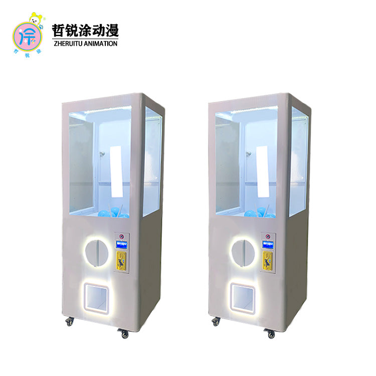 In the arcade of the small gacha machine mall, coin-operated commercial gift vending machines are placed