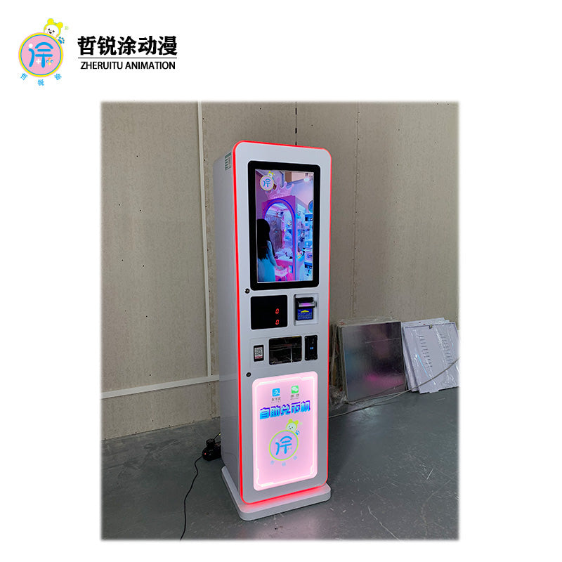LCD advertising screen smart coin exchange machine, coin and banknote self-service vending machine, digital currency machine