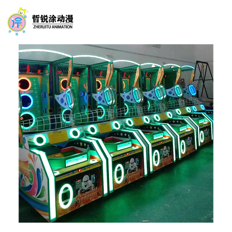 Multi-Connected Basketball Shooting Machines Coin-Operated Amusement Park Attractions with Lottery Ticket Sales for Rugby Fans