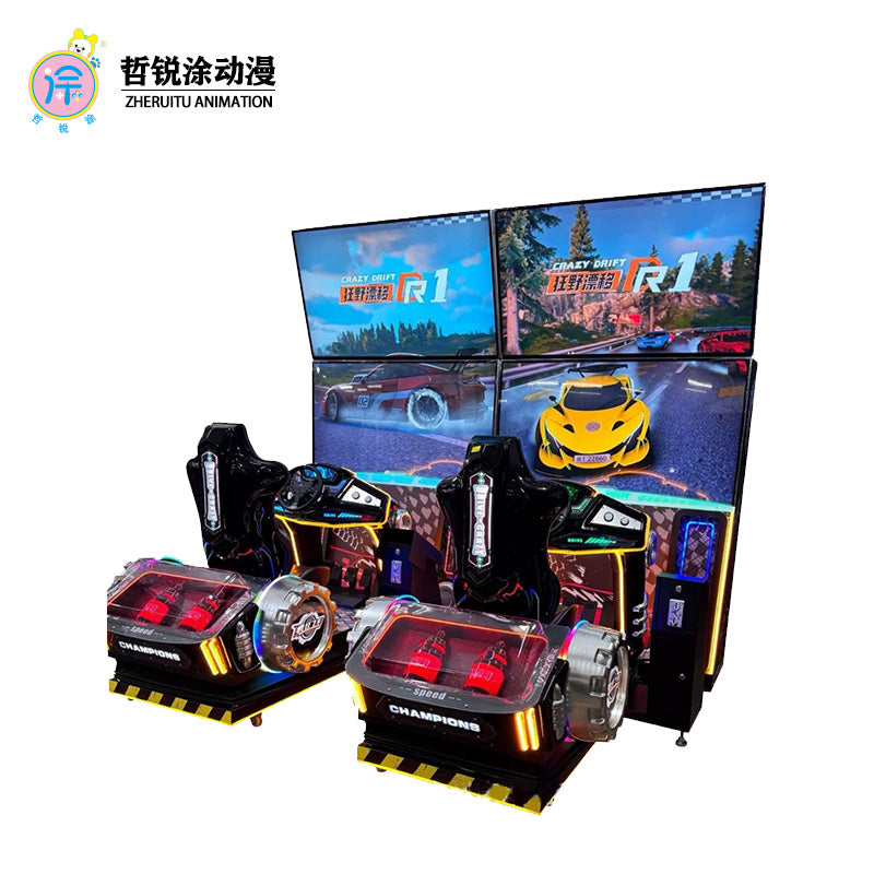 65-inch dual-screen racing simulator for adults, coin-operated commercial motion gaming machine, arcade entertainment equipment