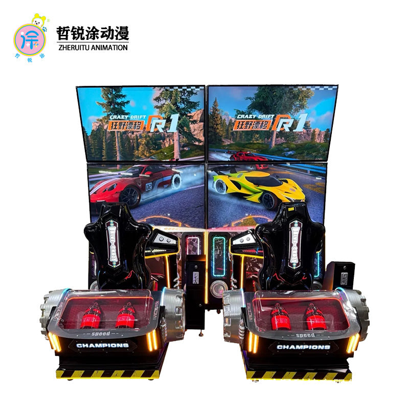 65-inch dual-screen racing simulator for adults, coin-operated commercial motion gaming machine, arcade entertainment equipment