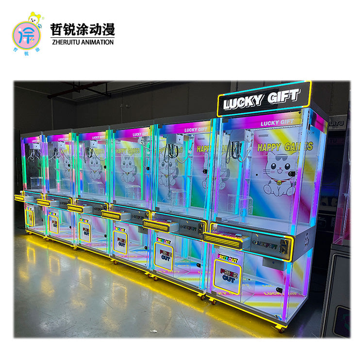 Large Fully Transparent Colorful Claw Machine Coin Operated Commercial Gift Face for Entertainment  Prizes