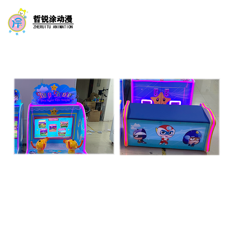 Coin Operated Water Shooting Arcade Game Machine Ticket Redemption Game Machine Deluxe Double Water Jet Ball Machine With Stool