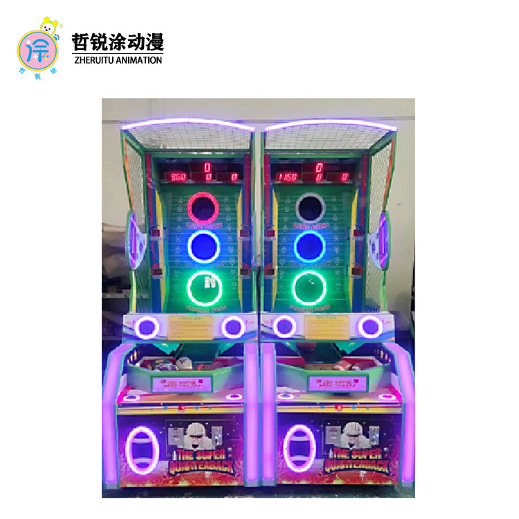 Multi-Connected Basketball Shooting Machines Coin-Operated Amusement Park Attractions with Lottery Ticket Sales for Rugby Fans