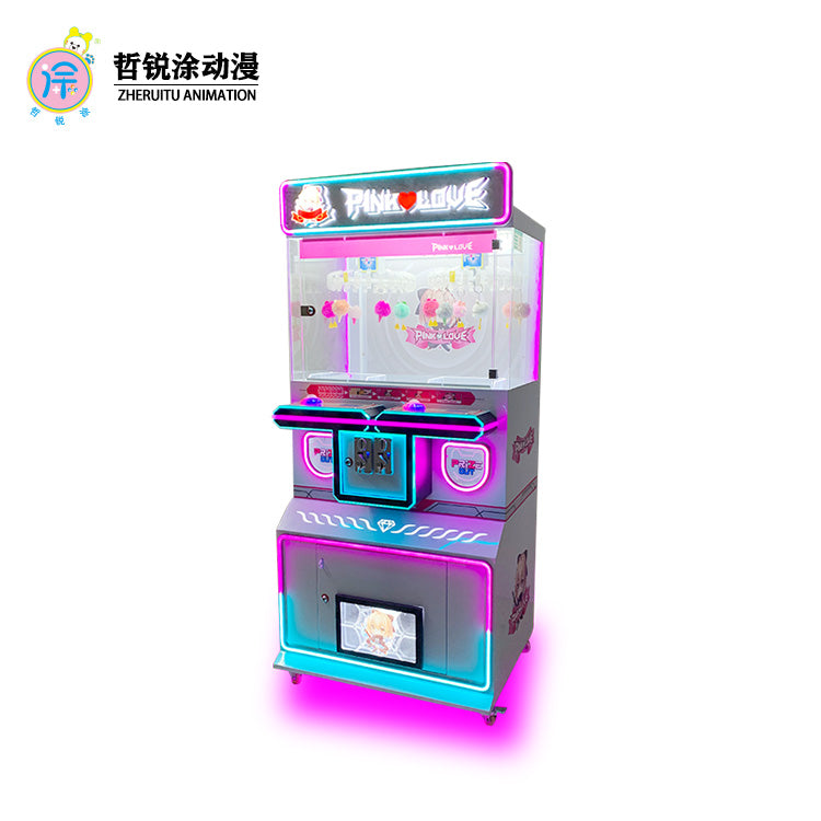 The two-person clip machine can hold toys snacks cards small gifts and is a coin-operated commercial amusement machine