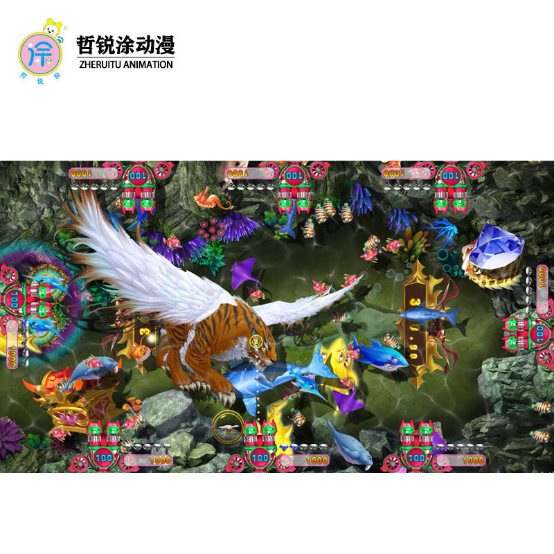 8-player fishing game, electronic game center shooting entertainment equipment, fishing table game, arcade game