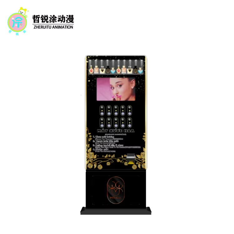 Vertical perfume dispenser with 10 product channels, shared perfume spray machine, unmanned self-service scanning sales kiosk