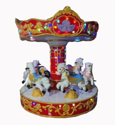 Golden Six-Seat Carousel for Children at Ma's Amusement Park