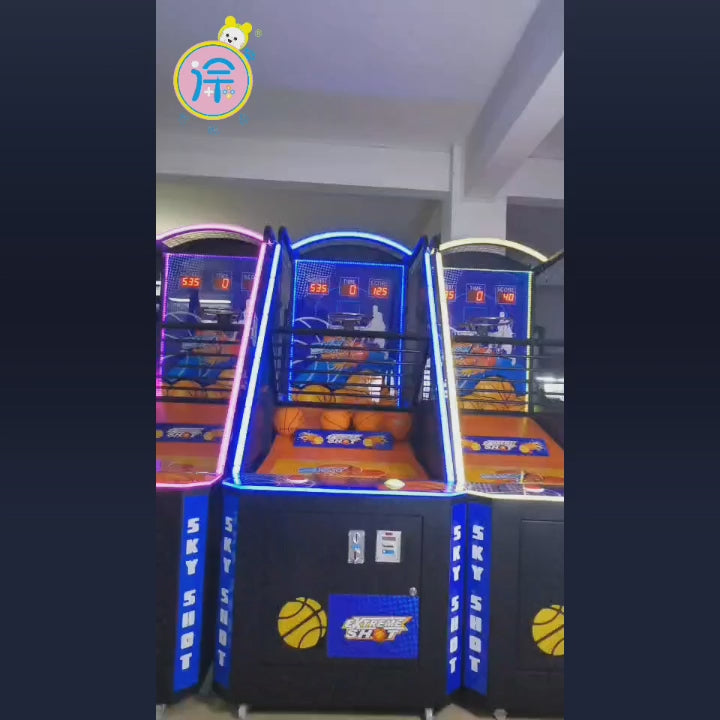 Coin Operated Standard Basketball Machines Shooting Video Game Arcades Entertainment Equipment