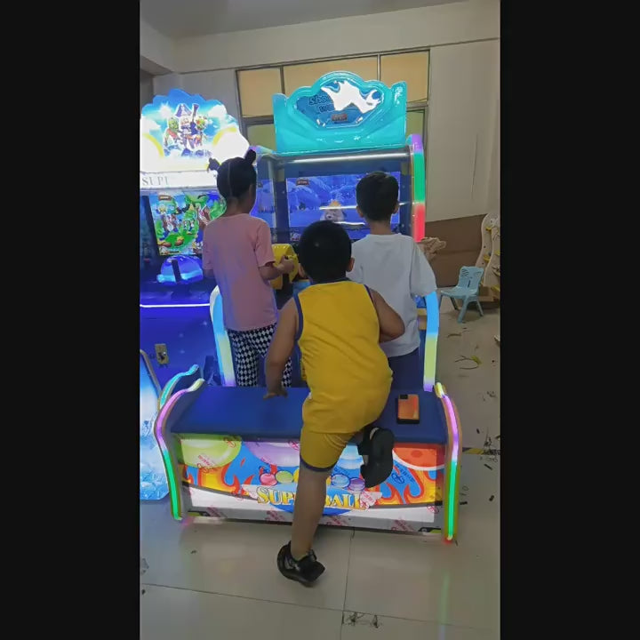 投幣式水槍射擊遊樂機 兌換彩票遊樂機 豪華雙人水柱噴射球機（附座椅）