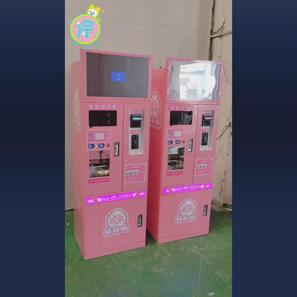 Intelligent self service coin vending machine advertising video coin exchange machine, self-service currency exchange machine digital currency game machine