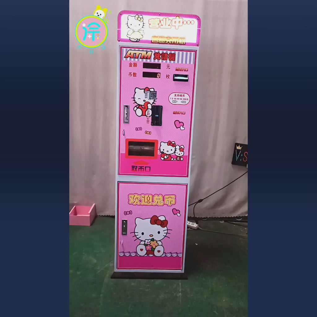 Cartoon style Coin Exchange Machine Smart Coin Converter Scan to Exchange Game Coins Commercial Arcade Self Service Coin Dispenser